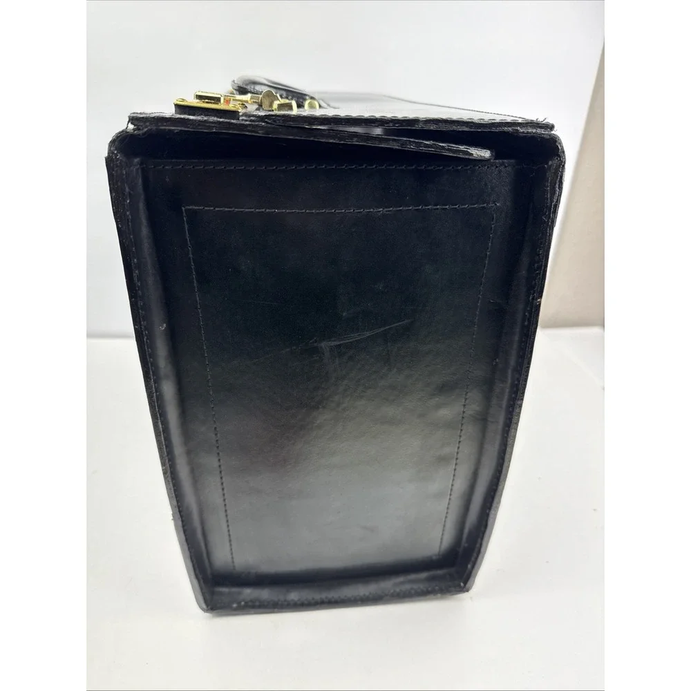 Vintage Pilot Case Catalog Briefcase Black Leather Combination Locks Attache New